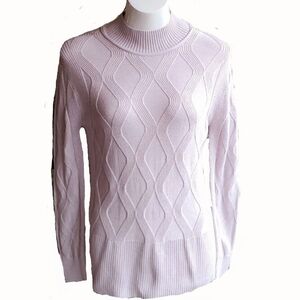 Nic+Zoe Light Gray/Lavender Color Knit Oversized Cotton Blend Sweater Size Small